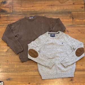 American Eagle Outfitters Brown and Gray Crewneck Sweaters